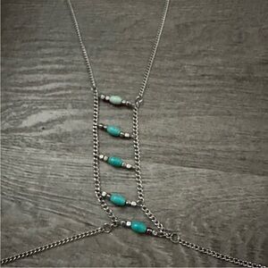 Elegant Silver and Turquoise body harness